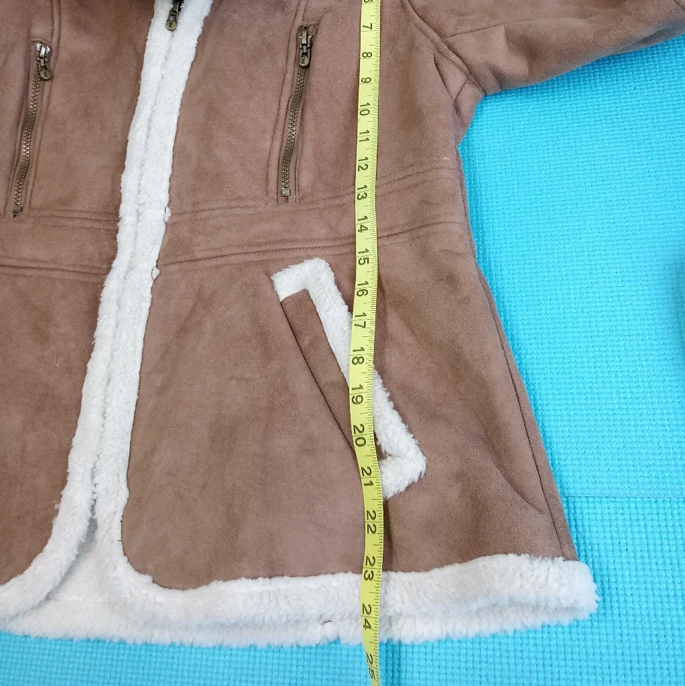 Details Women's Winter Faux Fur Hooded Sherpa Lined Jacket - L - Picture 5 of 8